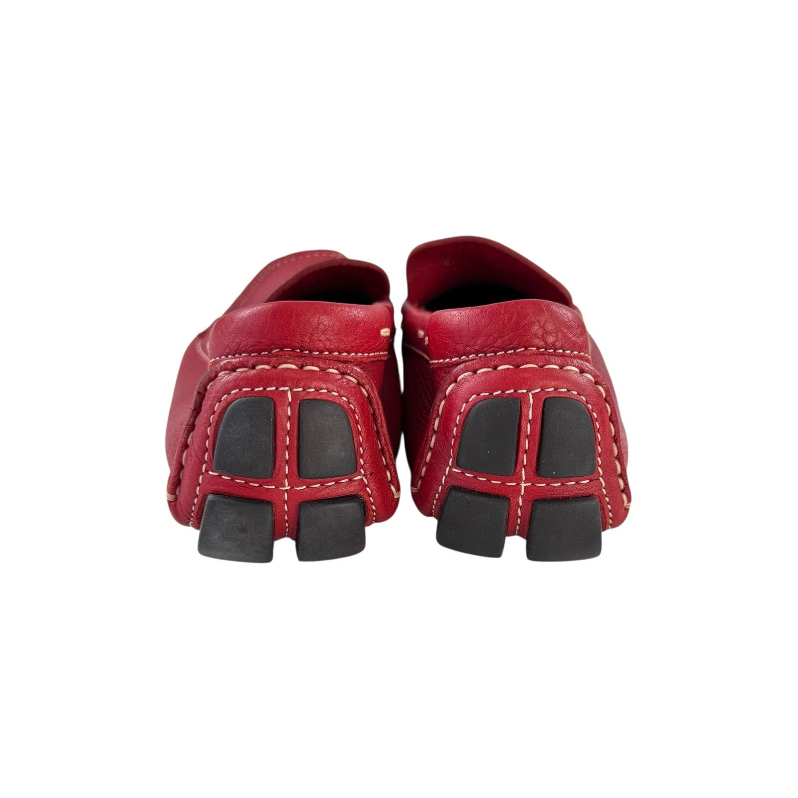 Prada Prada Red Pebbled Leather Loafers Size US 7 / IT 37 - 9 Thumbnail