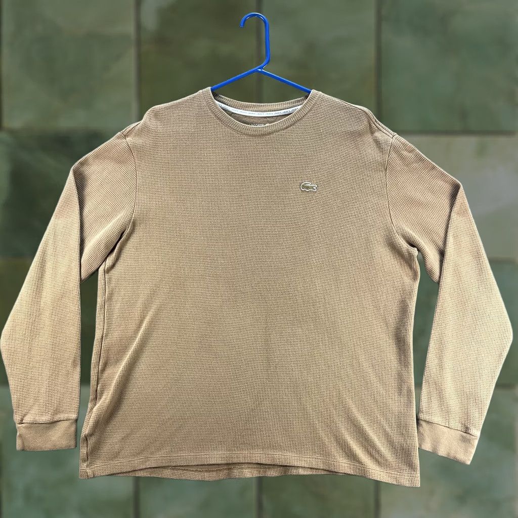 Lacoste Lacoste Shirt Mens 2XL Brown Tan Waffle Thermal Long Sleeve Sleepwear TH9688 Size US XXL / EU 58 / 5 - 1 Thumbnail