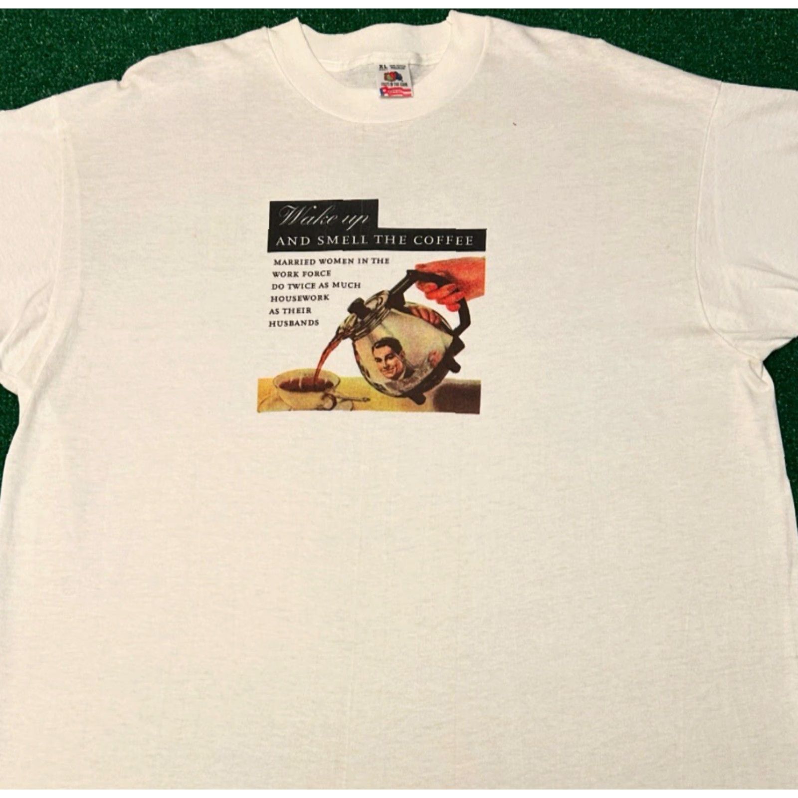 Vintage VINTAGE 90s Wake Up And Smell The Coffee Art Tee Shirt XL White Womens Mens VTG 90s Shirt Art Tee Men XL Size XL / US 12-14 / IT 48-50 - 2 Thumbnail