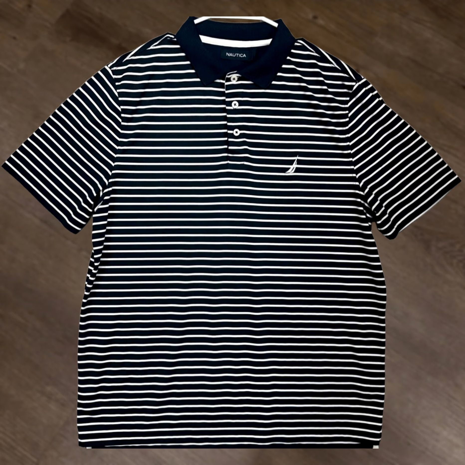 Nautica Nautica Shirt Mens Medium Dark Navy Pinstripe Golf Polo Stretch Athletic Rugby Size US M / EU 48-50 / 2 - 1 Thumbnail