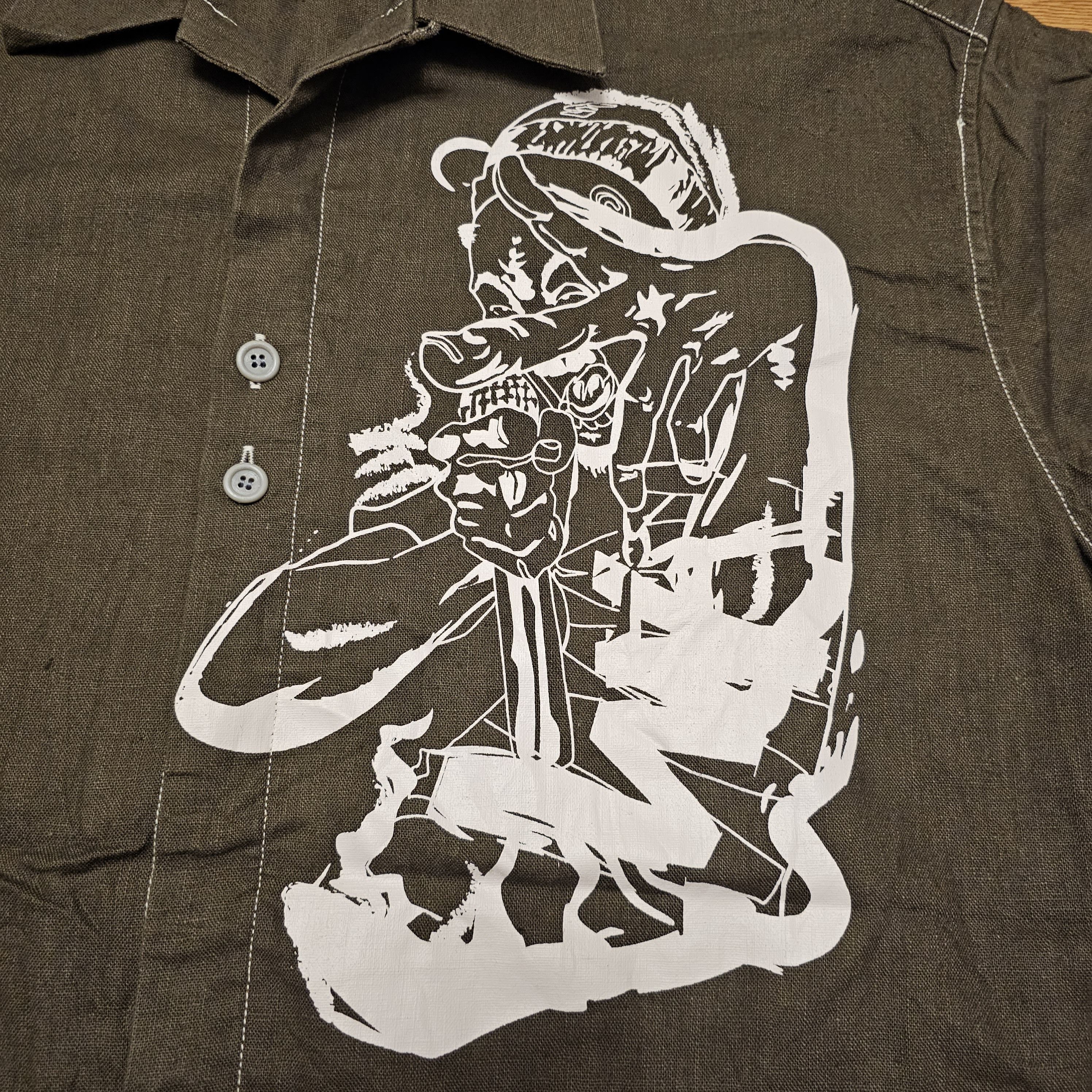 JNCO Vtg Y2K Conart Dope Shit Linen Contrast Stitch Button Shirt Size US M / EU 48-50 / 2 - 3 Thumbnail