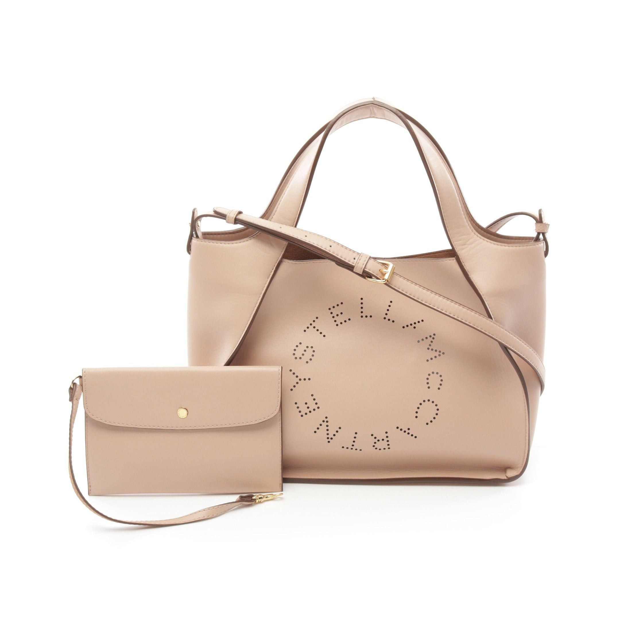Stella McCartney Stella Mccartney Stella Logo Handbag Tote Bag Fake Leather Pink Beige Size ONE SIZE - 1 Thumbnail