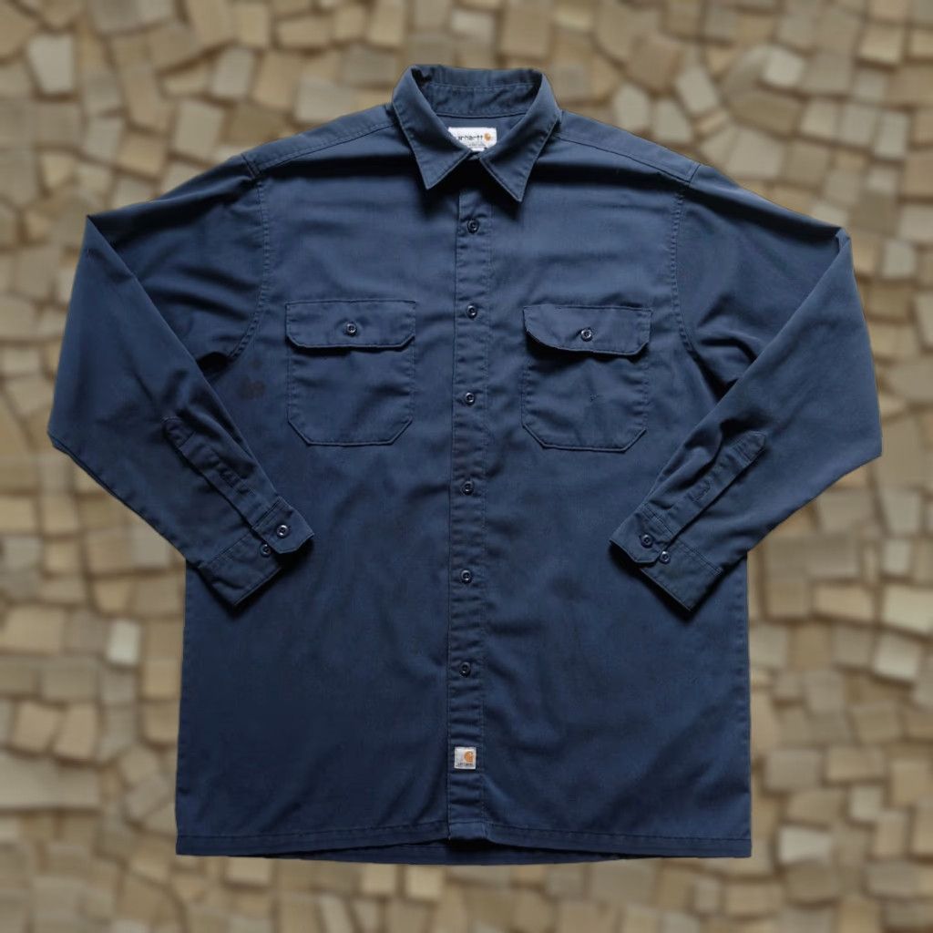 Carhartt VINTAGE Carhartt WORK SHIRT BLUE 90s DOUBLE POCKET LONG SLEEVE SZ L Men Size US L / EU 52-54 / 3 - 1 Thumbnail