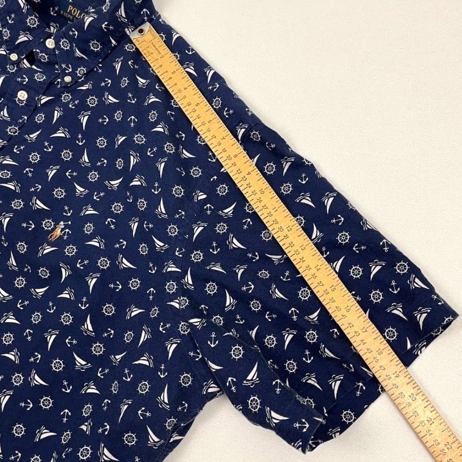 Polo Ralph Lauren VINTAGE is not applicable; use: Polo Ralph Lauren Shirt Mens 3XB Blue Nautical Yachting Button-Down Prep Shirt Size US XXL / EU 58 / 5 - 7 Thumbnail