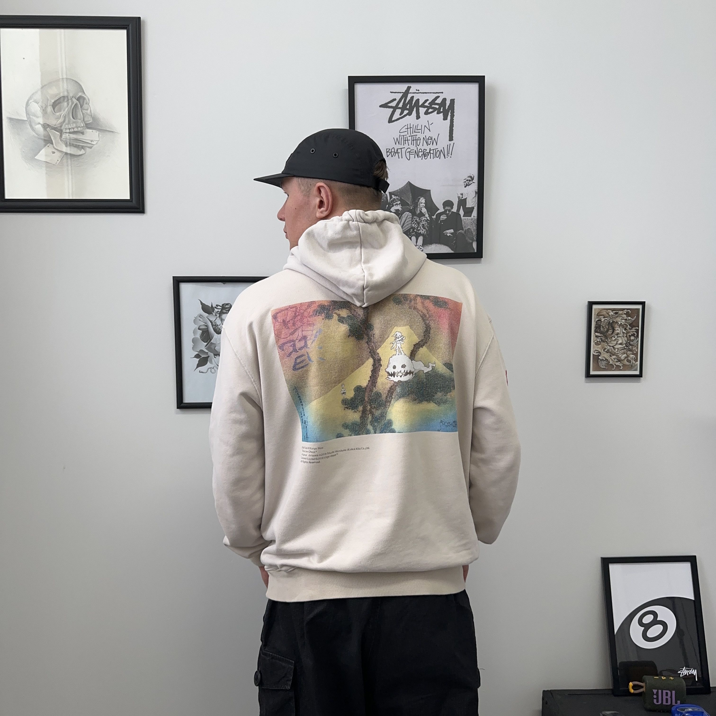 image of Rap Kanye West Kids See Ghost Album X Takashi Murakami Hoodi in Milk Dark (Size XL)