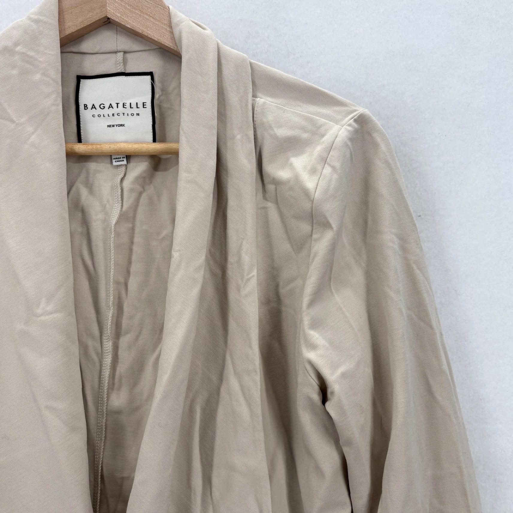Vintage VINTAGE Bagatelle Collection Jacket Womens Medium Beige Open Front Draped Unlined NWT Size M / US 6-8 / IT 42-44 - 2 Thumbnail