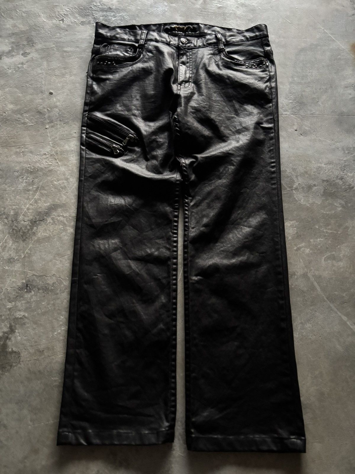 Beauty Beast × Isamu Katayama Backlash × Yasuyuki Ishii CLOUD 72 leather pant zipper sick backpocket rhinestone punk Size US 37 - 1 Thumbnail