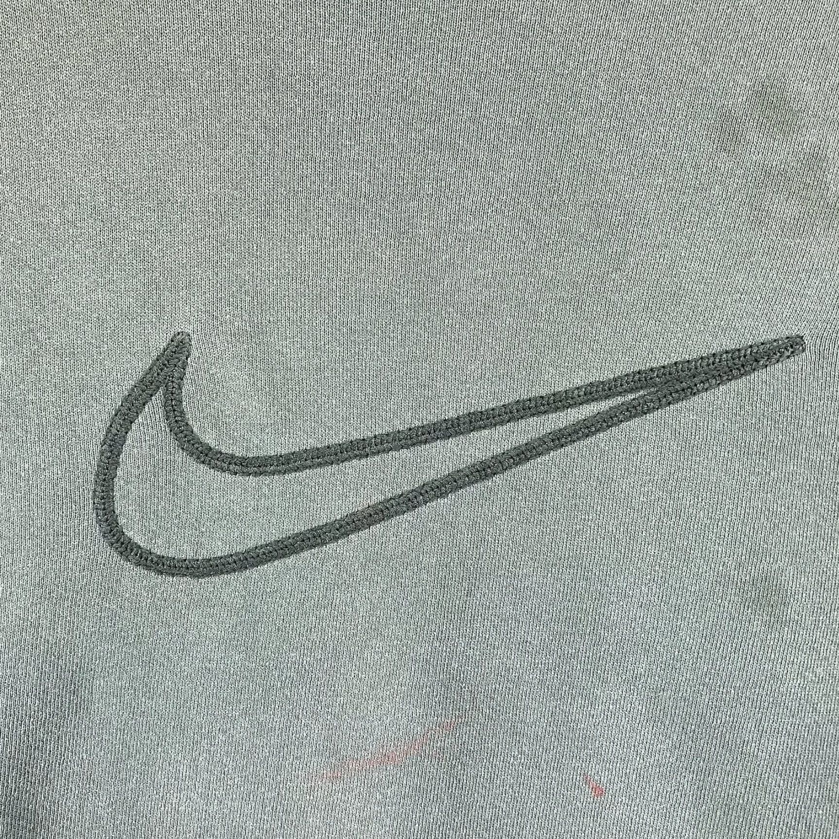 Nike VINTAGE Nike Sweatshirt Mens XL Big Front Embroidered Swoosh Faded Sage Grunge Street 90s USA Skater Crew Neck Long Sleeve Pullover Cotton Polyester Size US XL / EU 56 / 4 - 3 Thumbnail