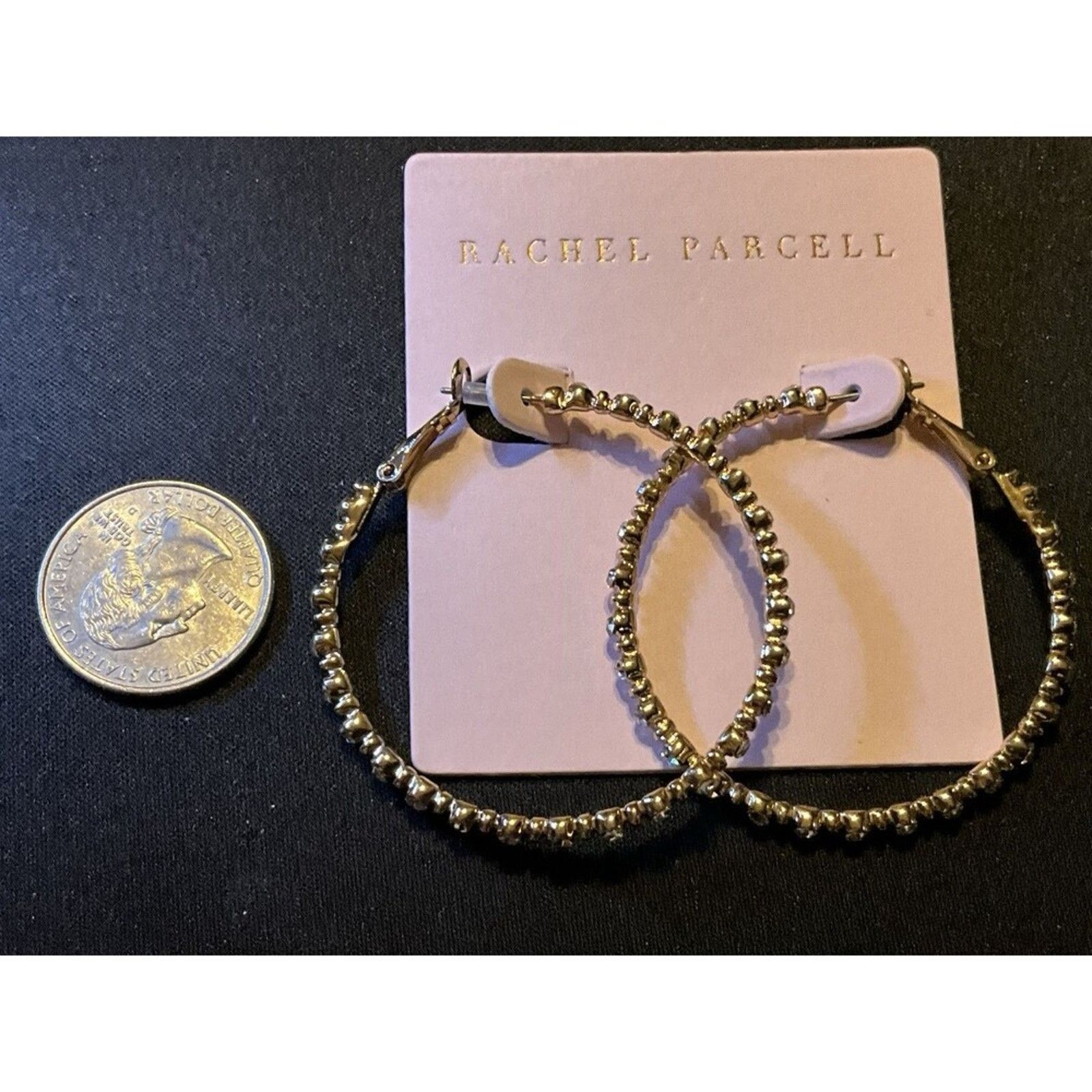 Other Rachel Parcell Gold Tone And Rhinestones Hoop Earrings Size ONE SIZE - 4 Thumbnail