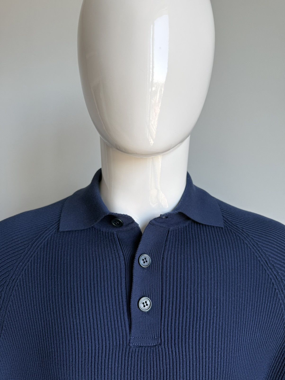 Brunello Cucinelli Brunello Cucinelli Knit Long-sleeved Navy Blue Polo Sweater Size US M / EU 48-50 / 2 - 9 Thumbnail