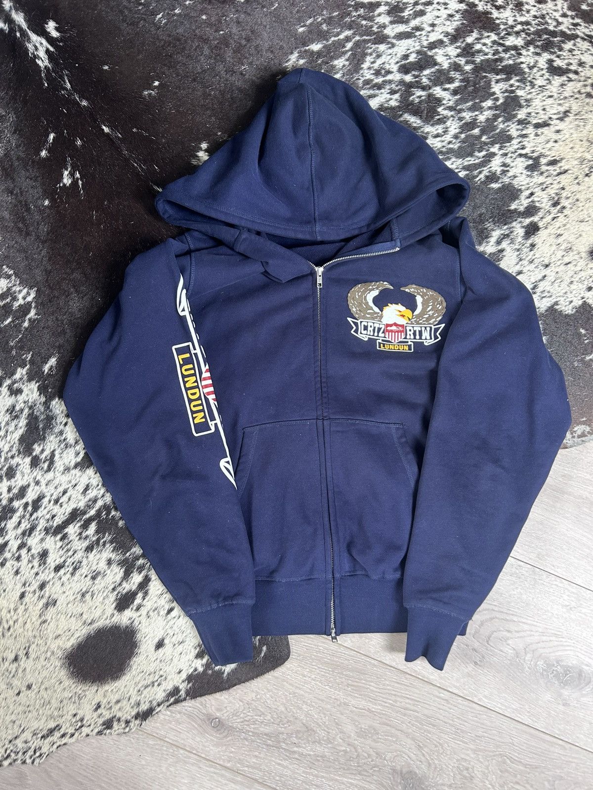 Corteiz Corteiz Alcatraz Puff Zip Hoodie Navy | Grailed