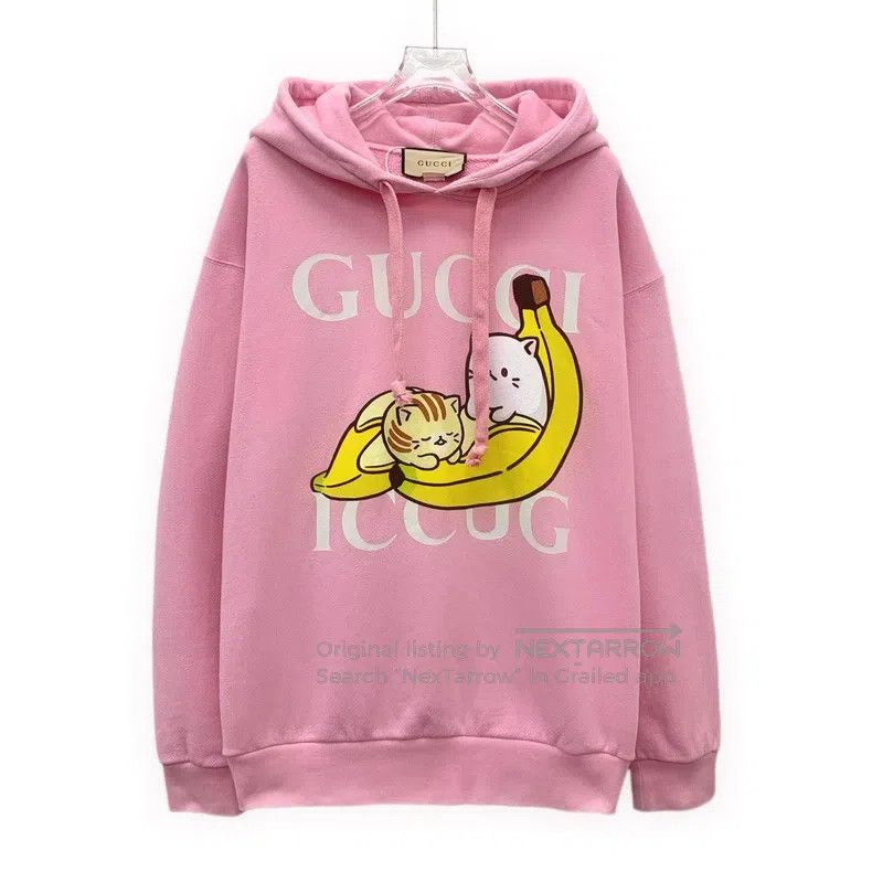 Gucci Gucci Co-branded pink logo letter cat print cotton hooded Size S / US 4 / IT 40 - 1 Thumbnail