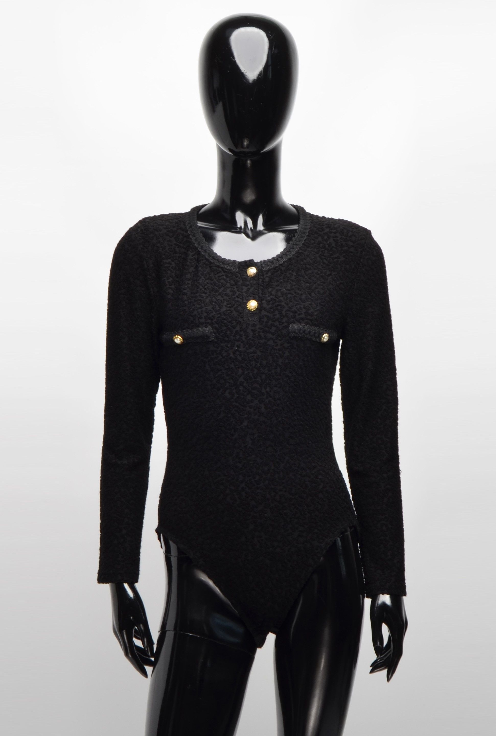 Vintage Vintage Les Swity Glam Black Long Sleeve Bodysuit Size M / US 6-8 / IT 42-44 - 1 Thumbnail