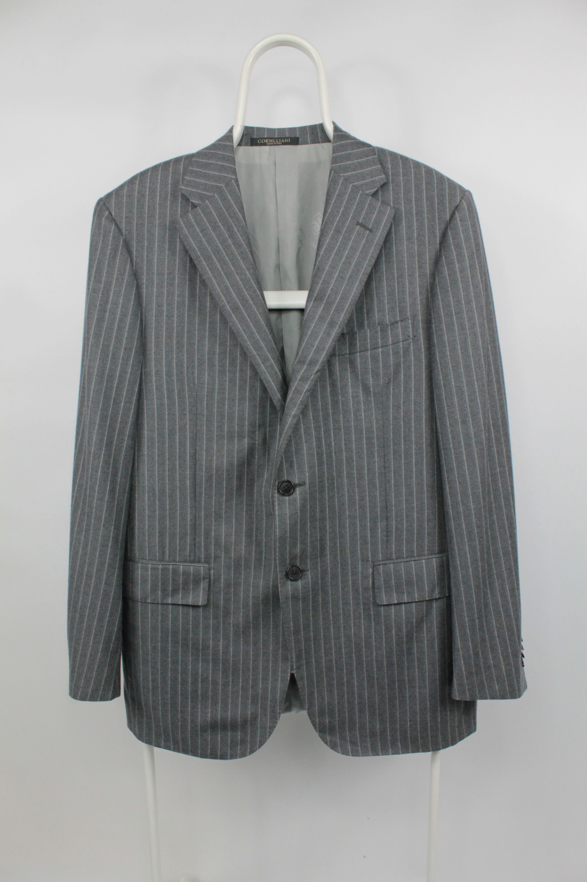 Corneliani Corneliani Wool/Cashmere Blend Gray Strip Blazer Jacket Size US L / EU 52-54 / 3 - 1 Thumbnail