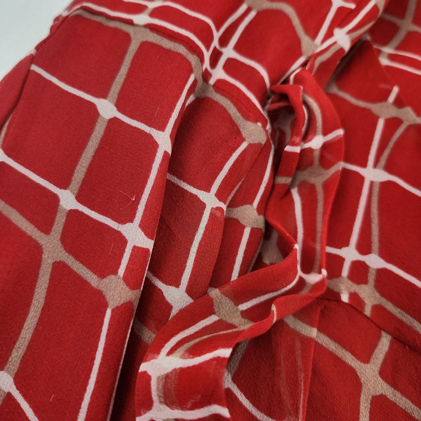 Other Silk 90s Wrap Dress Plaid Short Sleeve Checked Midi Red M Size M / US 6-8 / IT 42-44 - 11 Thumbnail