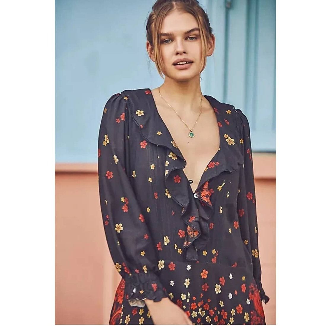 New Free People Talsey Floral Maxi Dress $198 X-SMALL