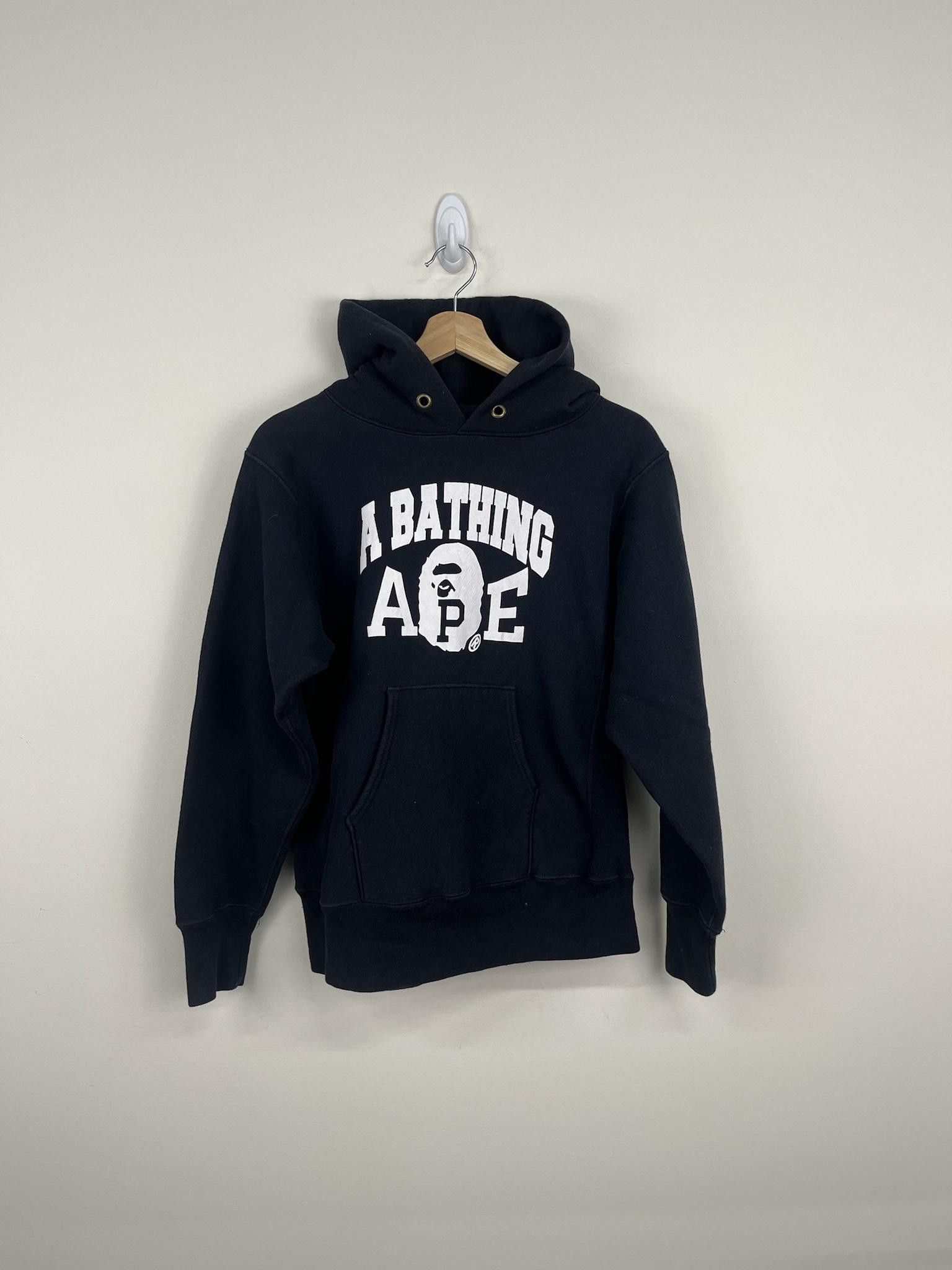 image of Bape Spellout With OG Logo Champion Reverse Weave in Navy, Men's (Size Medium)