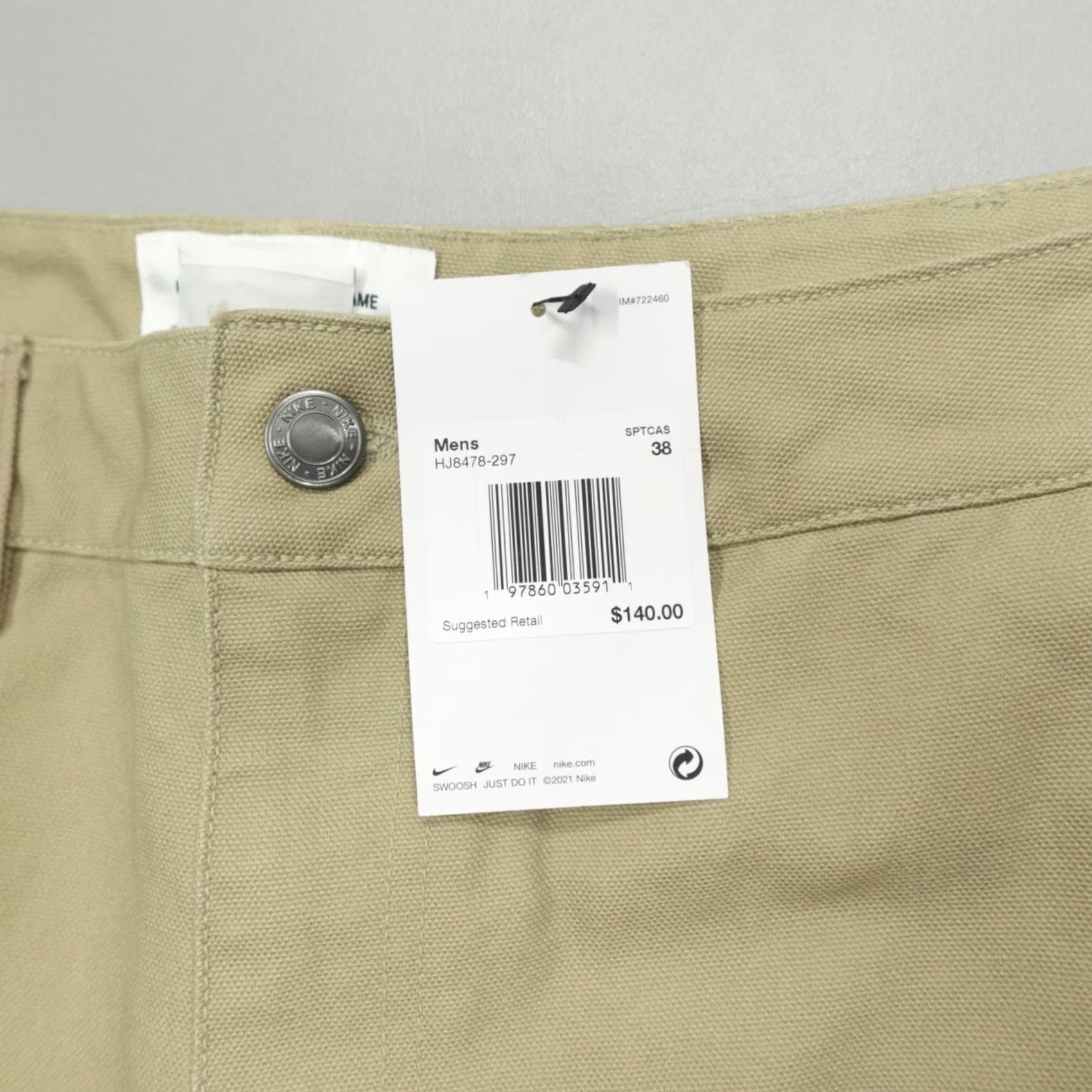 Nike Life Carpenter Parachute Cargo Jeans Pants Men 36x32 Khaki