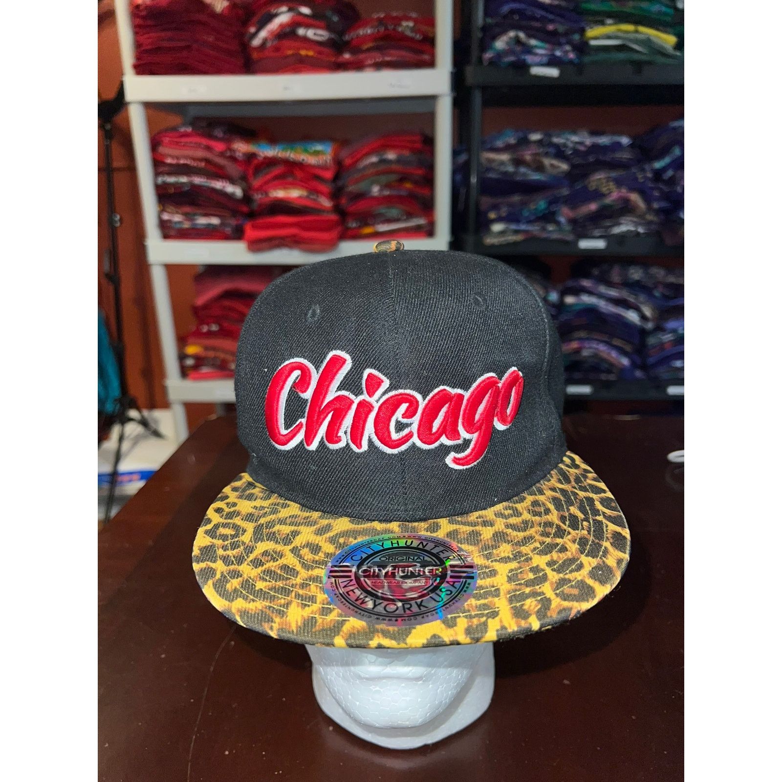 City Hunter Chicago Hat City Hunter Original Black Snapback Cap Headwear Size ONE SIZE - 1 Thumbnail