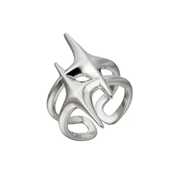 Handmade Resizeable Abstract Star Ring Punk Art Psychedelic Size ONE SIZE - 6 Thumbnail