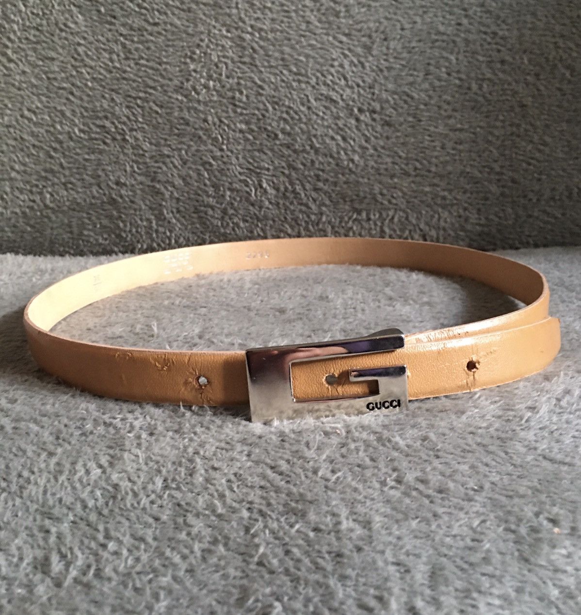 Gucci Gucci Belt Leather Beige G Logo Buckle Vintage Sz 36/90 Size ONE SIZE - 3 Thumbnail