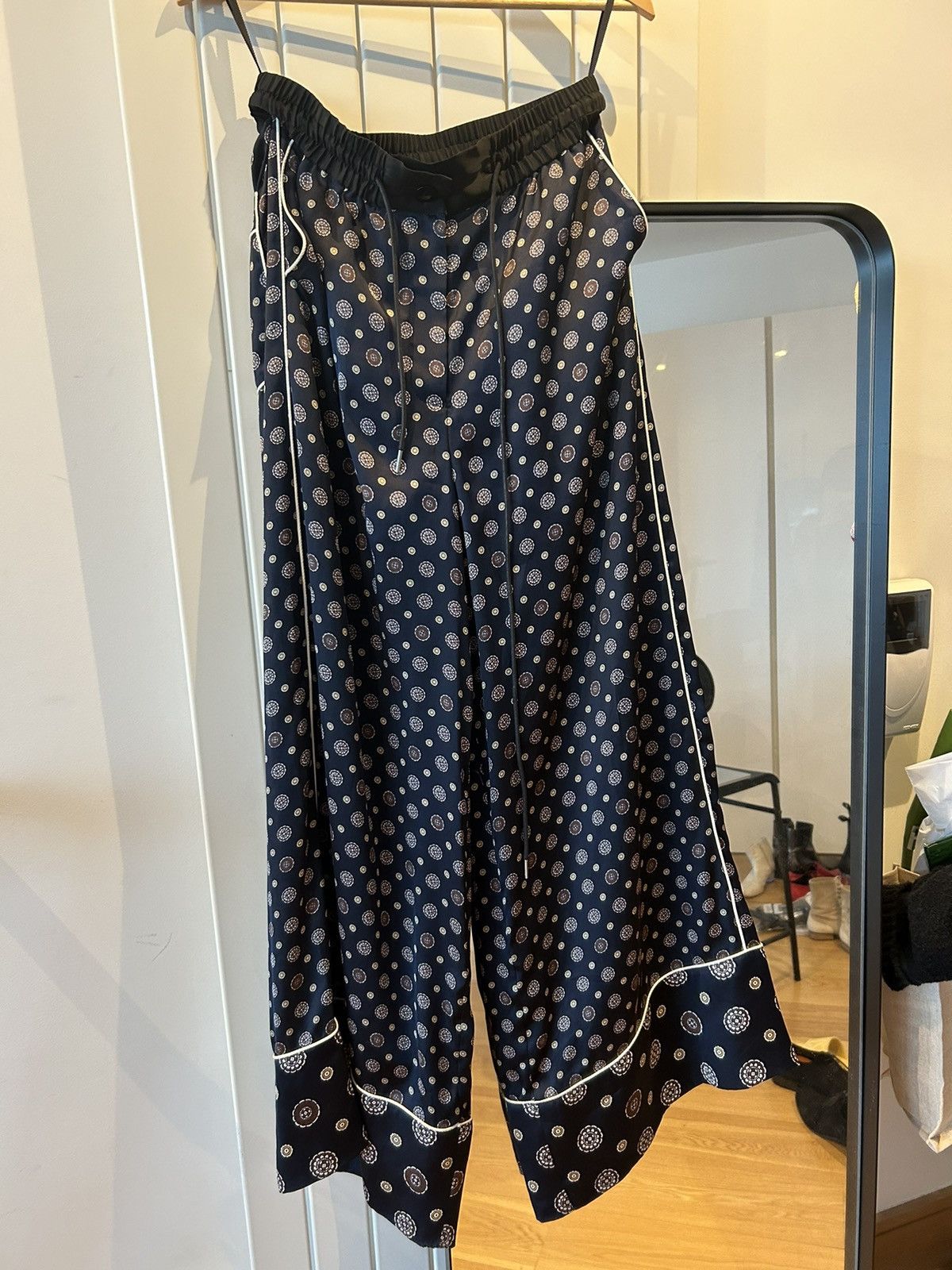 image of Sacai Silky Pants in Blue, Men's (Size 42)