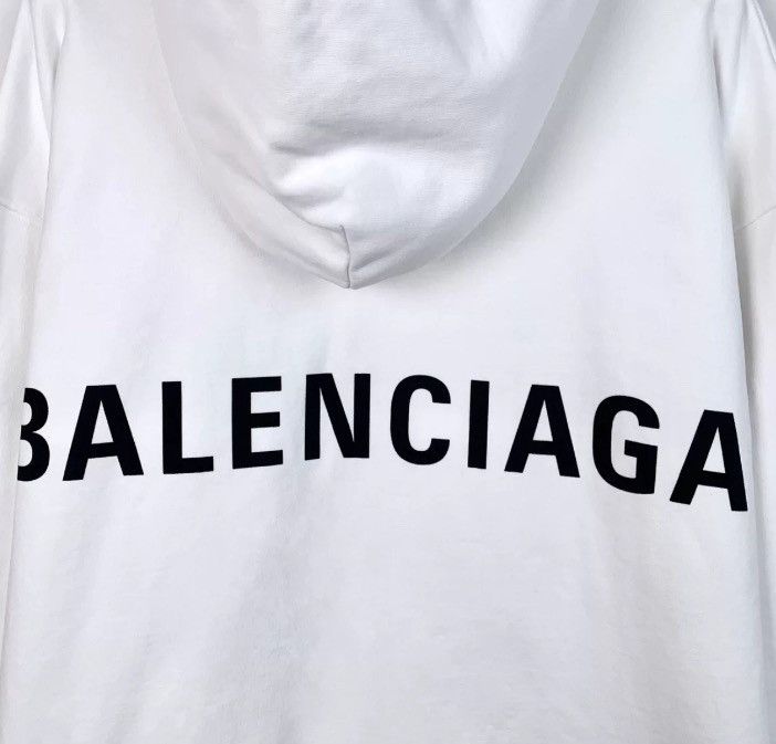 Balenciaga Balenciaga white logo drawstring hoodie2412-Nextarrow Size US XS / EU 42 / 0 - 5 Thumbnail