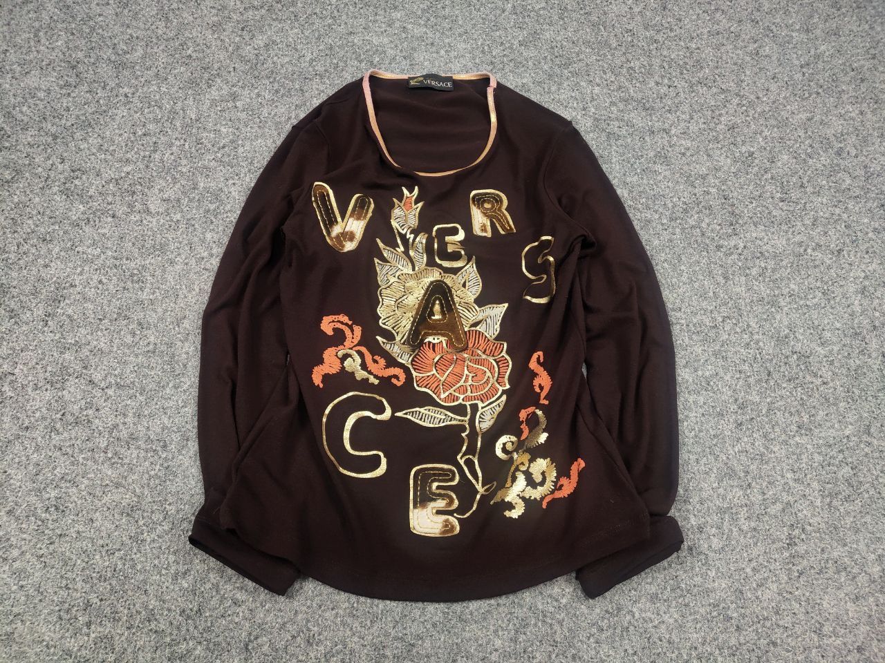 Versace Vintage Versace All Logo Brown Womens Long sleeve Y2K Style Size M / US 6-8 / IT 42-44 - 2 Thumbnail