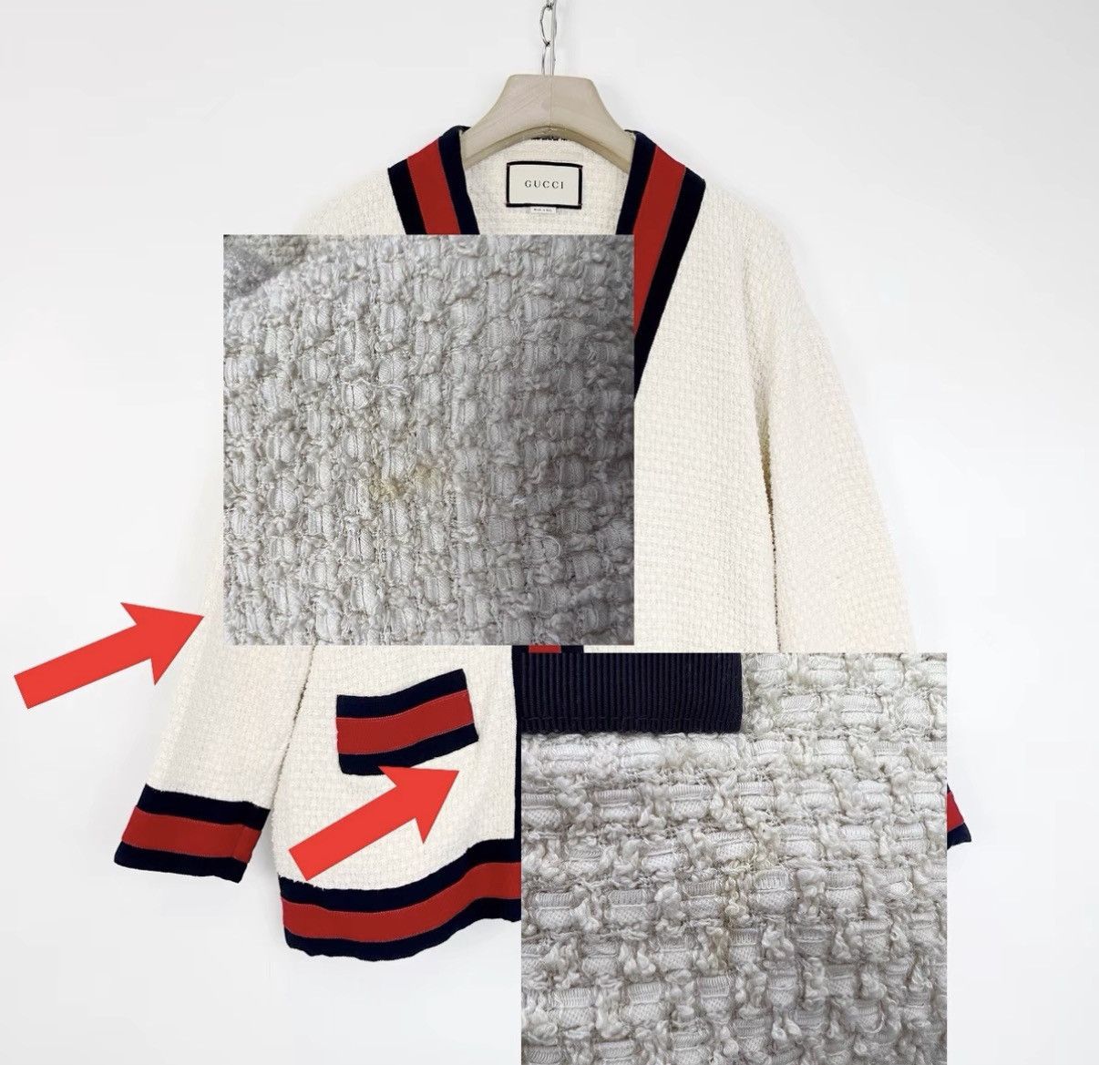 Gucci Gucci Contrast Panel Pearl Button Tweed Knit Cardigan K12 Size XS / US 0-2 / IT 36-38 - 7 Thumbnail