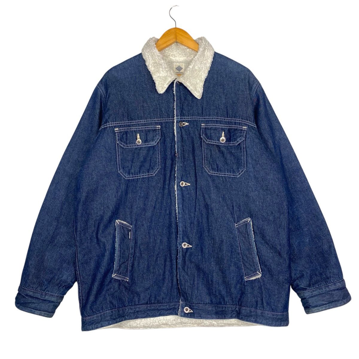 Post Overalls 💥VINTAGE POST OVERALL JAPAN CHORE DENIM SHERPA JACKET Size US XXL / EU 58 / 5 - 4 Thumbnail