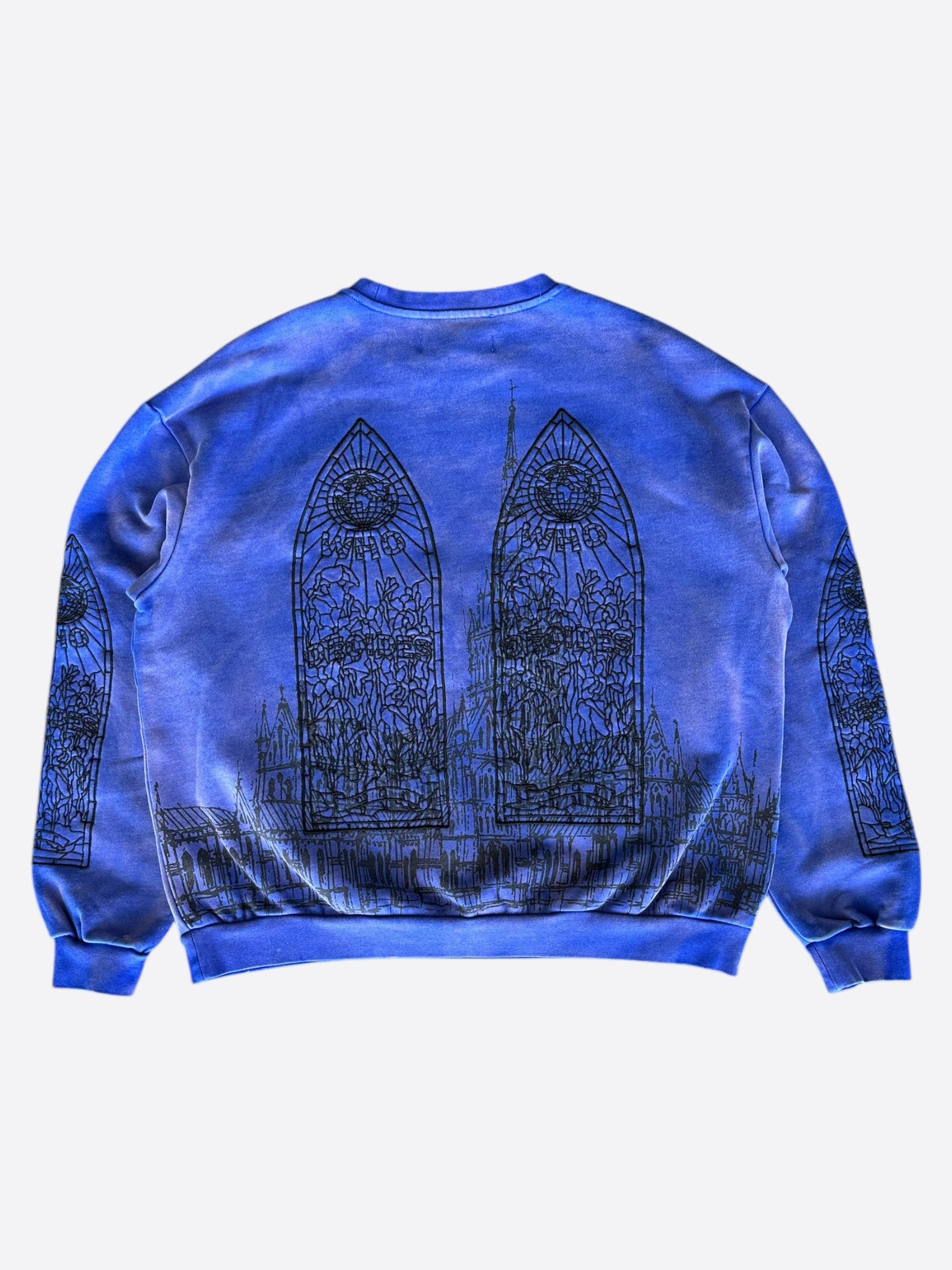 Who Decides War Who Decides War Blue & Black Embroidered Cathedral Sweater Size US L / EU 52-54 / 3 - 2 Thumbnail