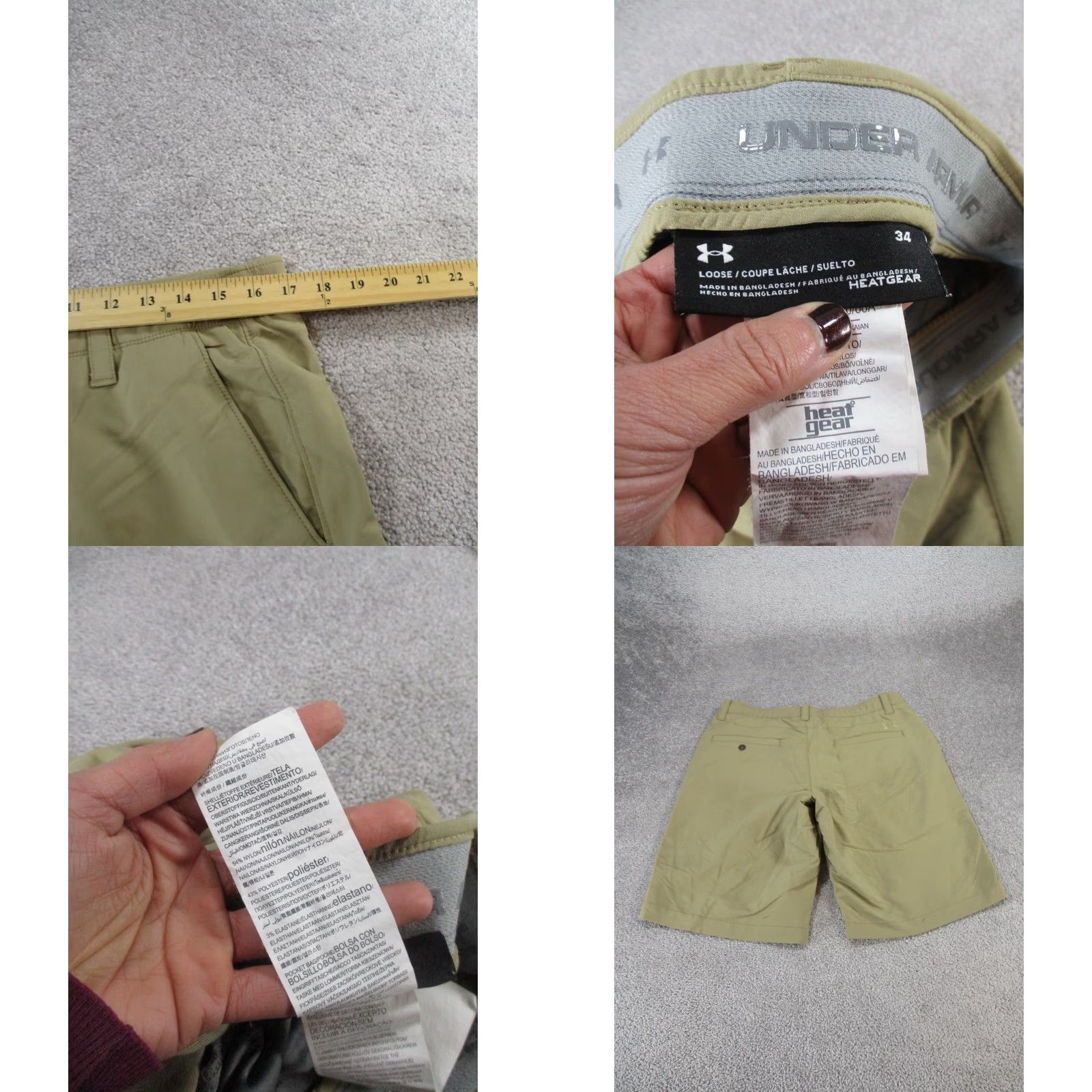 Under Armour Under Armour Shorts Mens 34 Heatgear Chino Casual Travel Workwear Nylon Polyester Spandex Beige 34 Mens Size US 34 / EU 50 - 8 Thumbnail
