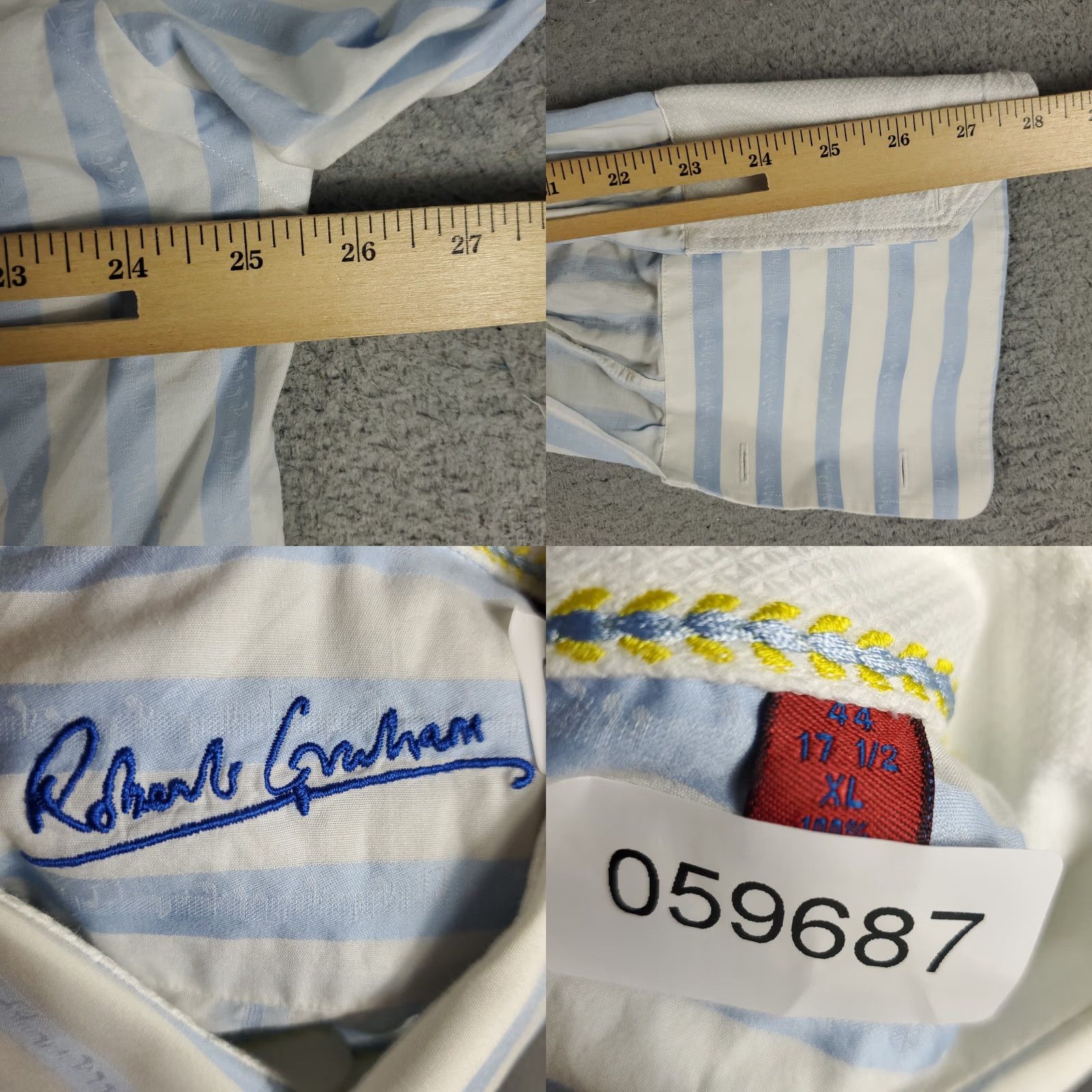 Robert Graham Robert Graham Blue Striped Button-Up Shirt Mens XL Long Sleeve French Cuff Classic Preppy Size US XL / EU 56 / 4 - 8 Thumbnail