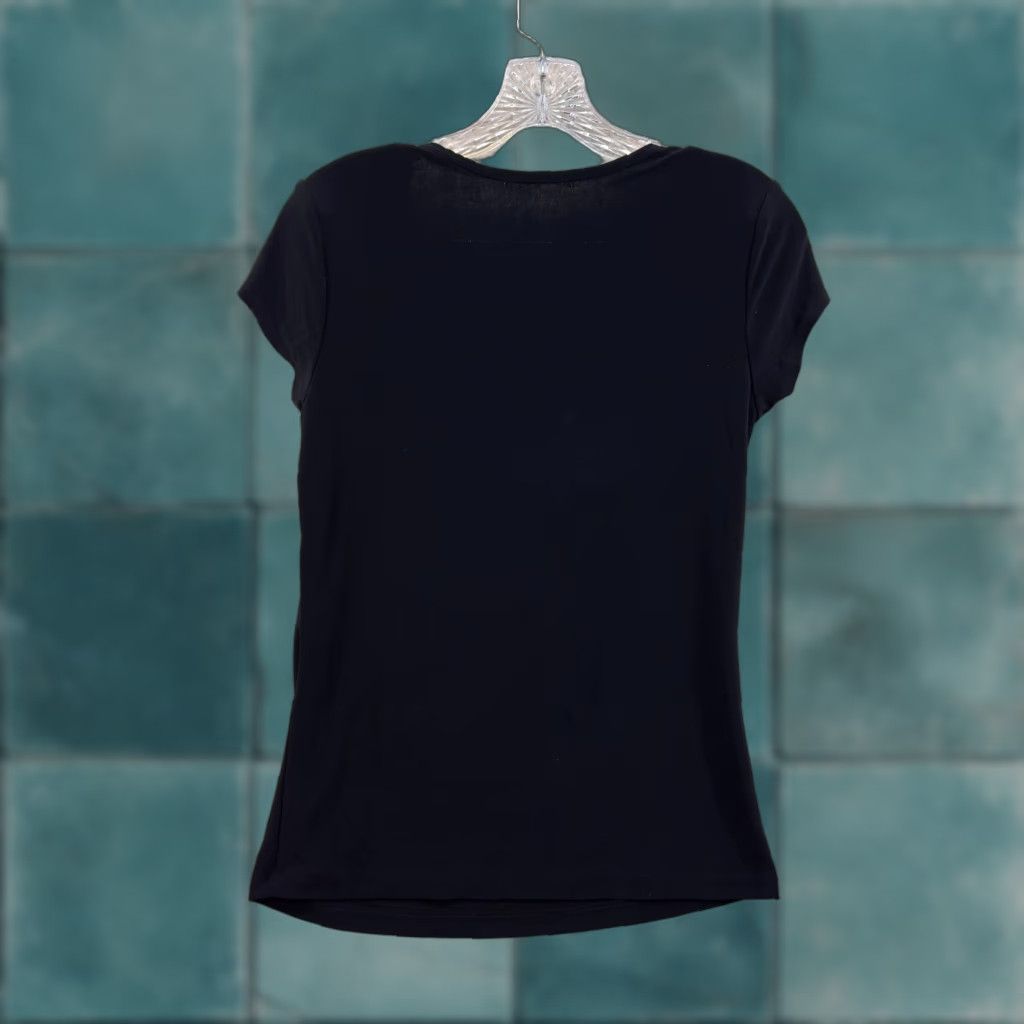 Vintage VINTAGE 90s Y2K Top Black L/XL Shirt Women Siren Cowl Office Slinky Stretch Corpcore Size L / US 10 / IT 46 - 1 Thumbnail