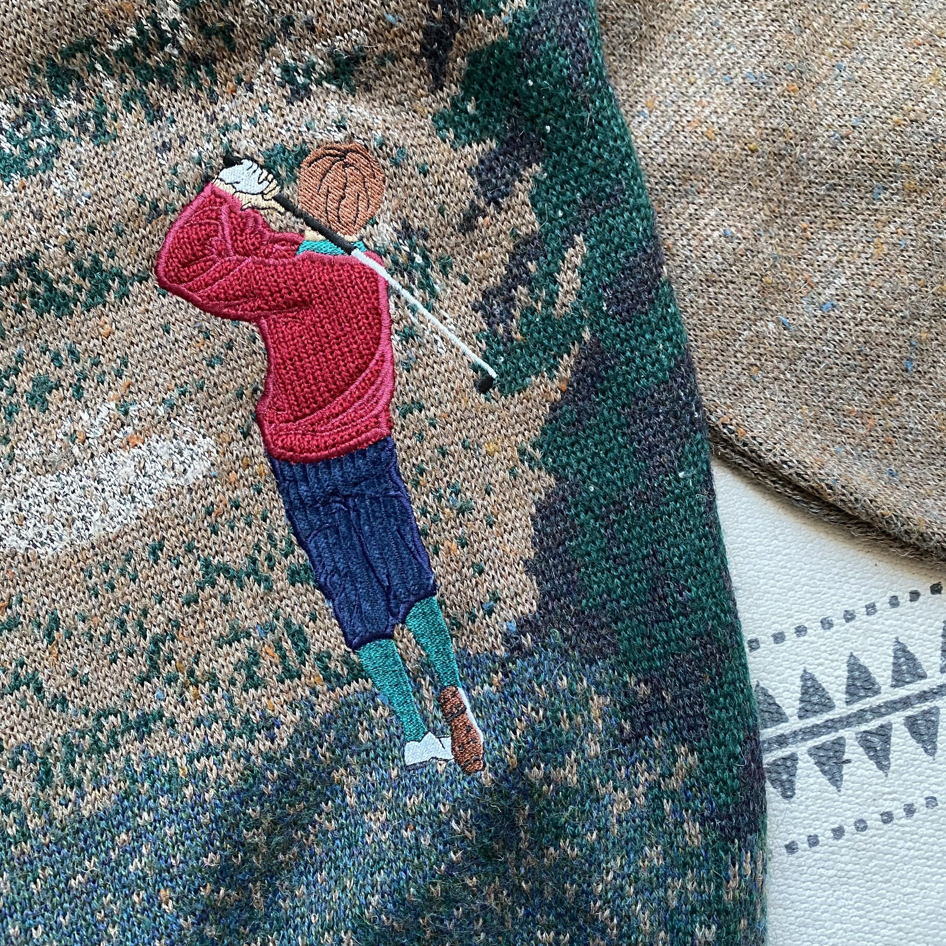 Carlo Colucci 🏌🏽️ Vintage 80-90 Cozy Polo Golf Wool Heavy Knit sweater Size US L / EU 52-54 / 3 - 6 Thumbnail