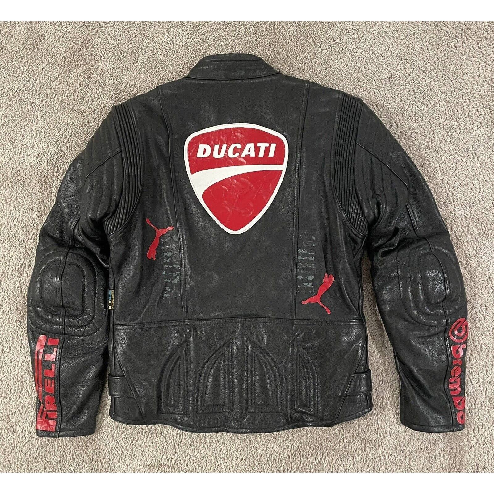 Vintage Ducati Puma Black Leather Motorcycle Jacket Medium