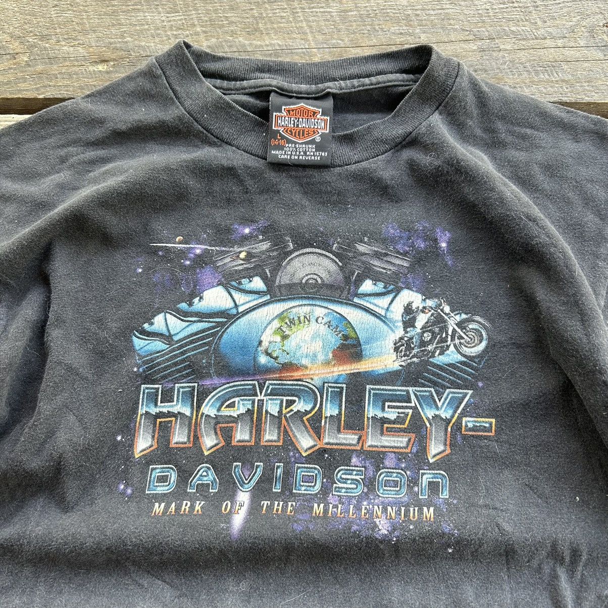 Harley Davidson Vintage 90s Faded Harley Davidson Space Earth Youth T Shirt Size US XS / EU 42 / 0 - 2 Thumbnail
