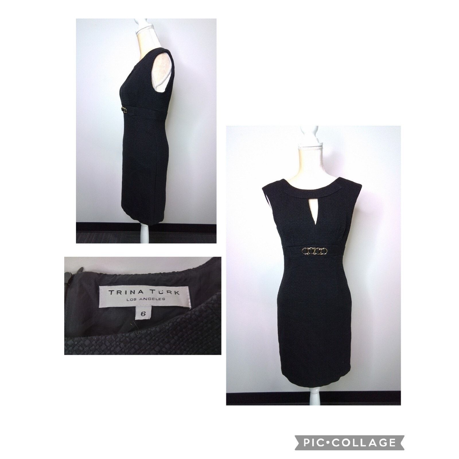 Trina Turk Trina Turk Dress Women's 6 Black w/ Gold Metal Detail Size M / US 6-8 / IT 42-44 - 1 Thumbnail