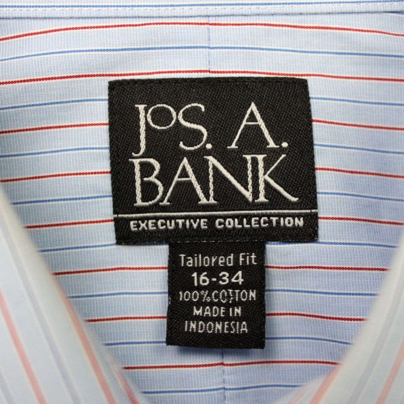 Jos. A. Bank Jos. A. Bank Dress Shirt Mens 16, 34 Blue/Red French Cuff Tailored Fit Long Sleeve Size US L / EU 52-54 / 3 - 6 Thumbnail
