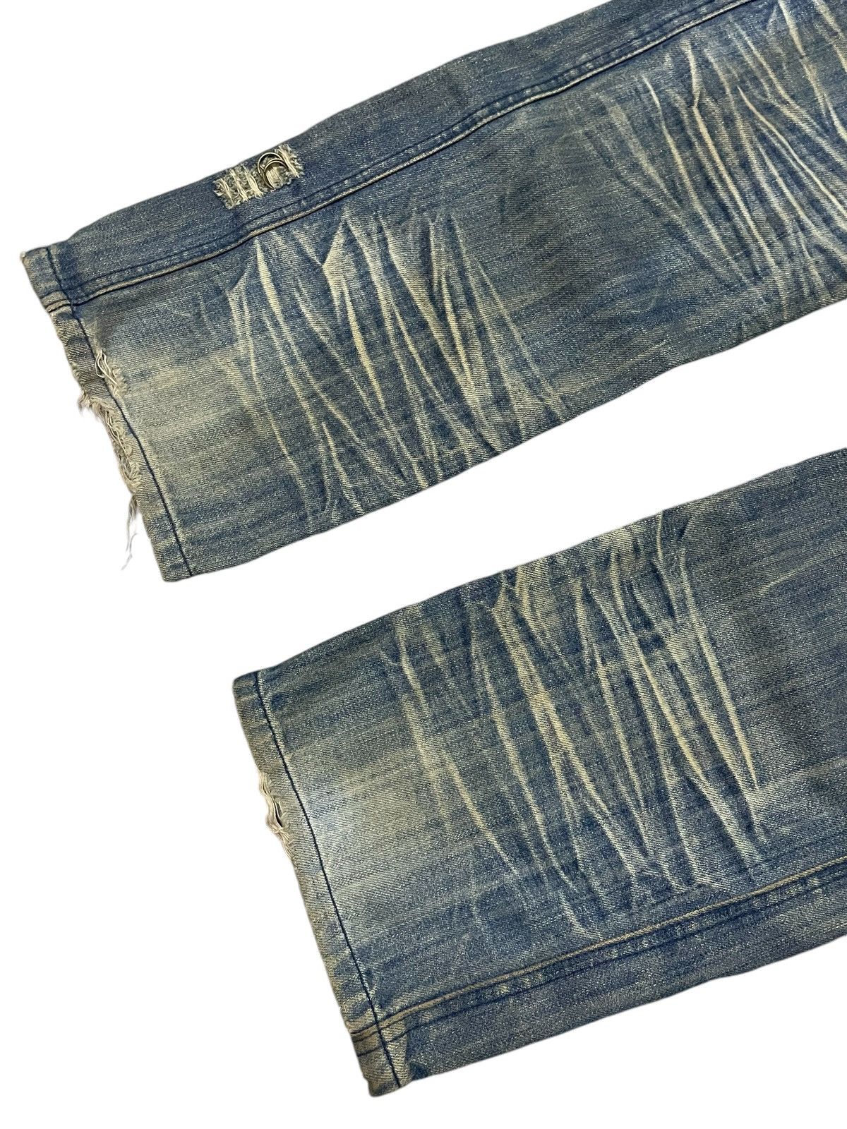 If Six Was Nine × Japanese Brand × Junya Watanabe Crazy Race Pierced & Studded Panelled Poem Mud Jeans Size US 32 / EU 48 - 18 Thumbnail