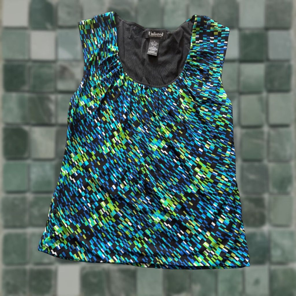Kenneth Cole Kenneth Cole Womens Shirt Top Medium Sleeveless Blouse Green Black Blue - Regular M Shirt Women Twist: Casual Workwear, City Classic, All Seasons Size M / US 6-8 / IT 42-44 - 1 Thumbnail
