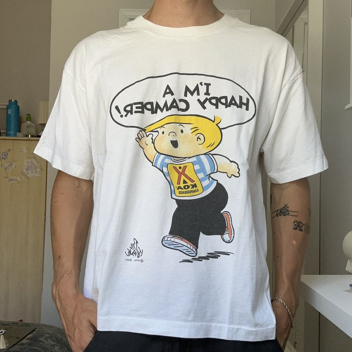 Vintage Vintage 90s Im a Happy Camper KOA Kid Bill Keane Shirt Size US XL / EU 56 / 4 - 1 Thumbnail
