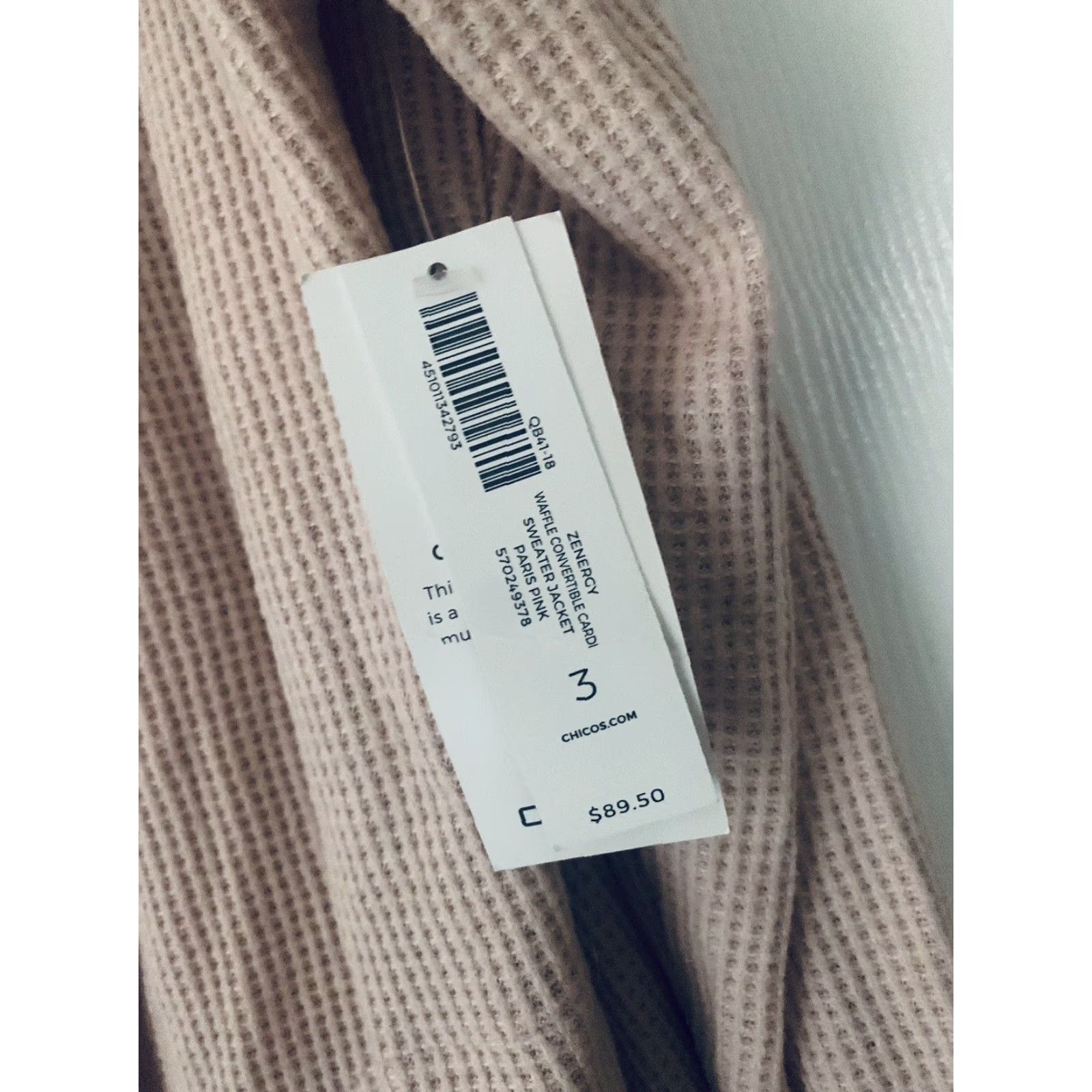Vintage CHICO'S Zenergy NWT Waffle Convertible Sweater Top Size 3 US 16 18 Pink Cardigan Womens Thermal Knit Size XS / US 0-2 / IT 36-38 - 2 Thumbnail