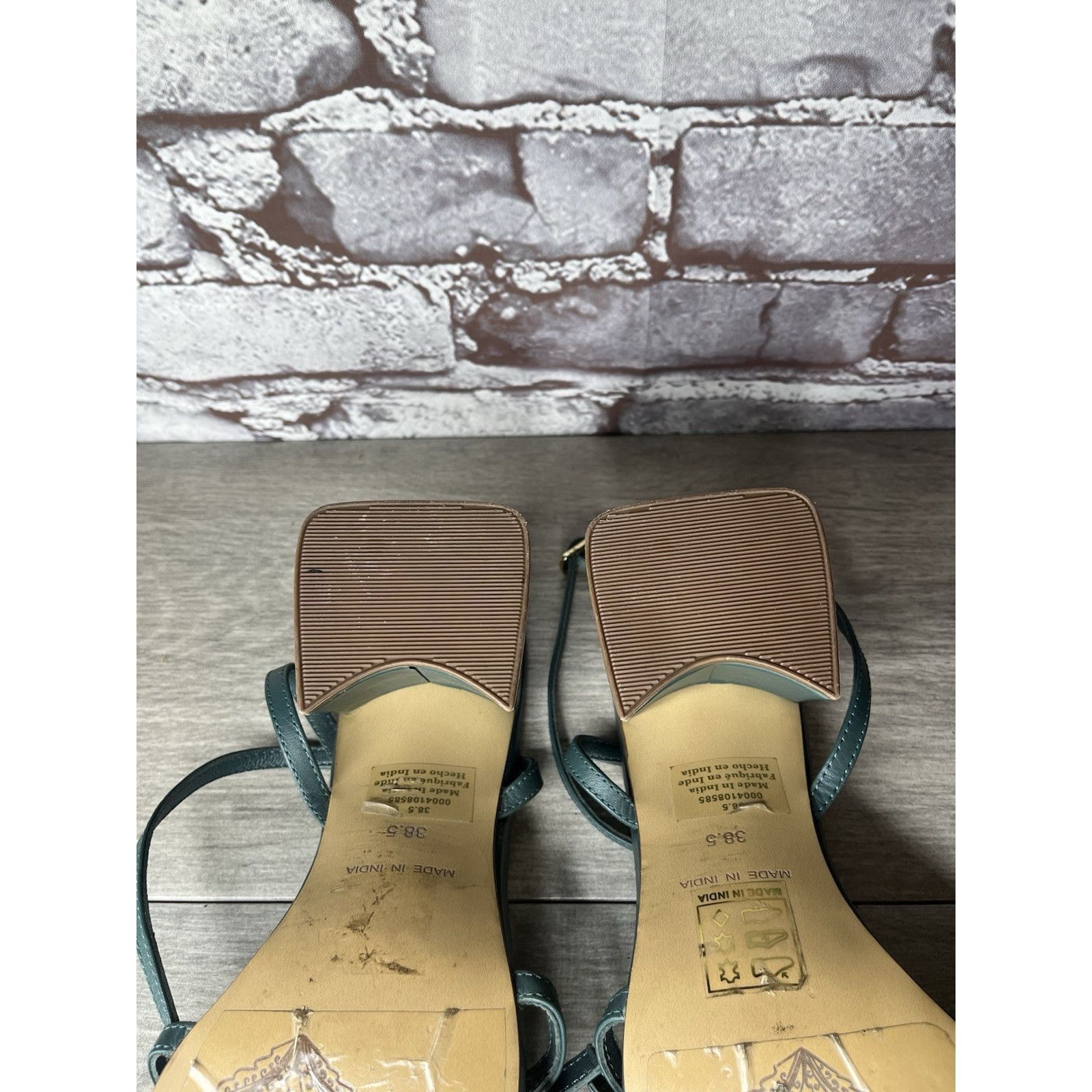 Free People Free People Niki Oasis Teal Blue Leather Strappy Block Heel Size US 8 / IT 38 - 18 Thumbnail