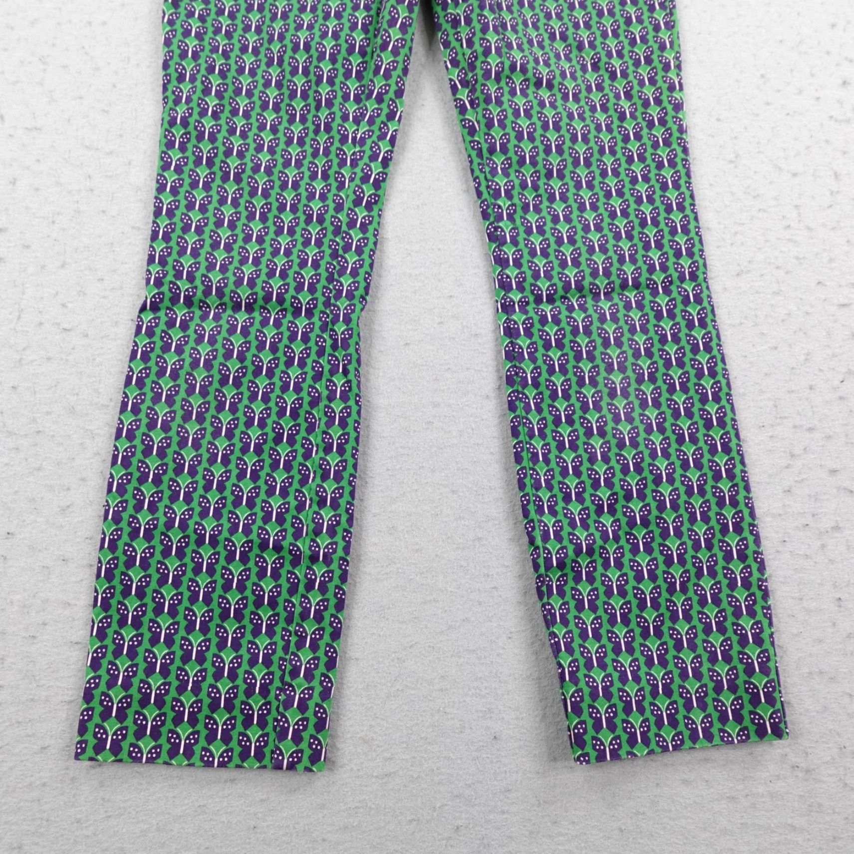 Anthropologie VINTAGE Anthropologie Pants Womens 2 Green Purple Butterfly Print Essential Slim Trouser Size 26" / US 2 / IT 38 - 3 Thumbnail