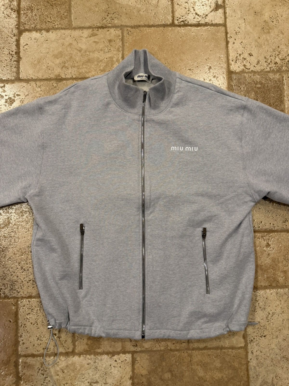 Miu Miu Miu Miu Oversized Cotton Fleece Gray Full Zipper Sweatshirt Size US M / EU 48-50 / 2 - 8 Thumbnail