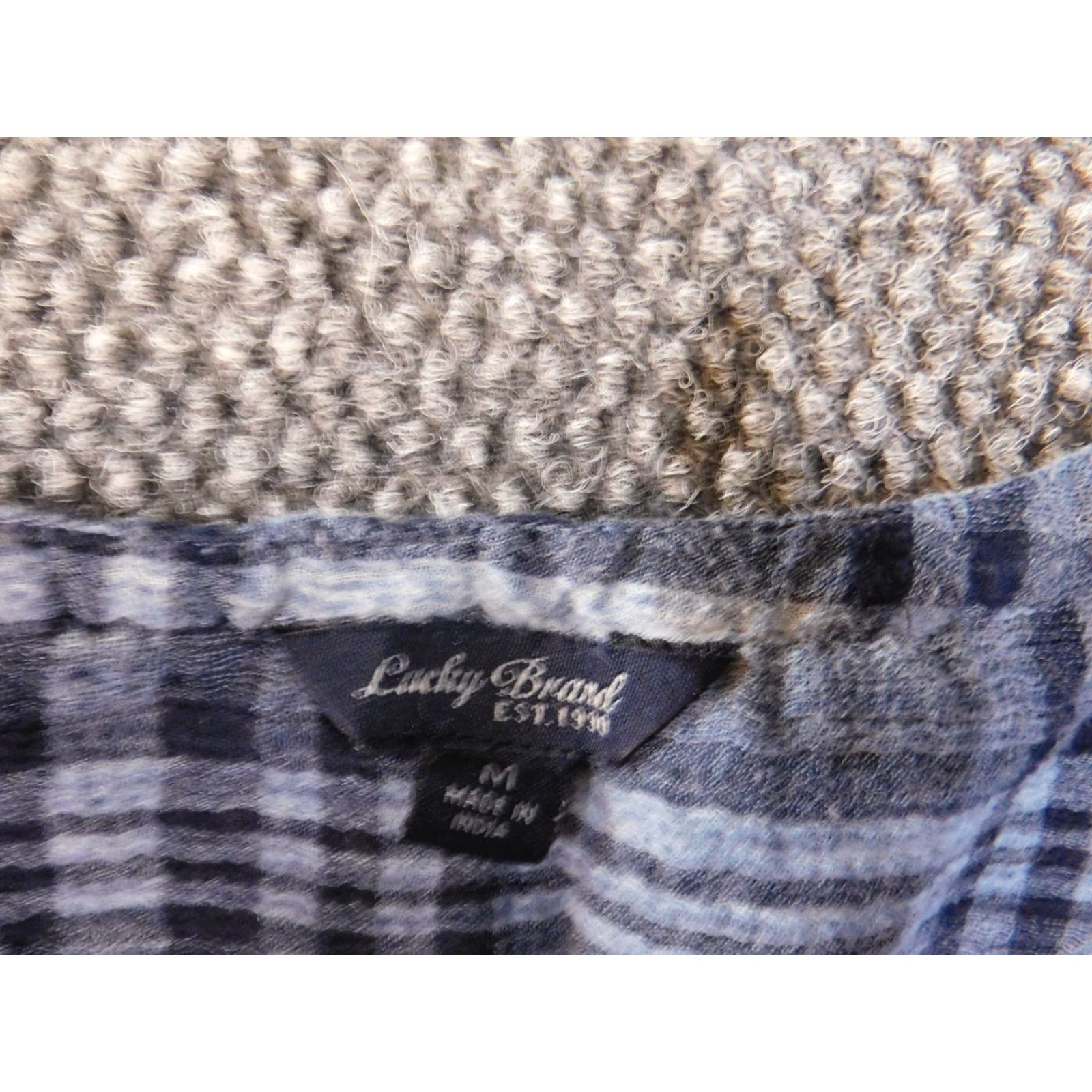 Lucky Brand Lucky Brand Button-Up Shirt Women Sleeveless Plaid Cotton Rayon Blue M Casual Stretch Regular Vintage No Size M / US 6-8 / IT 42-44 - 4 Thumbnail