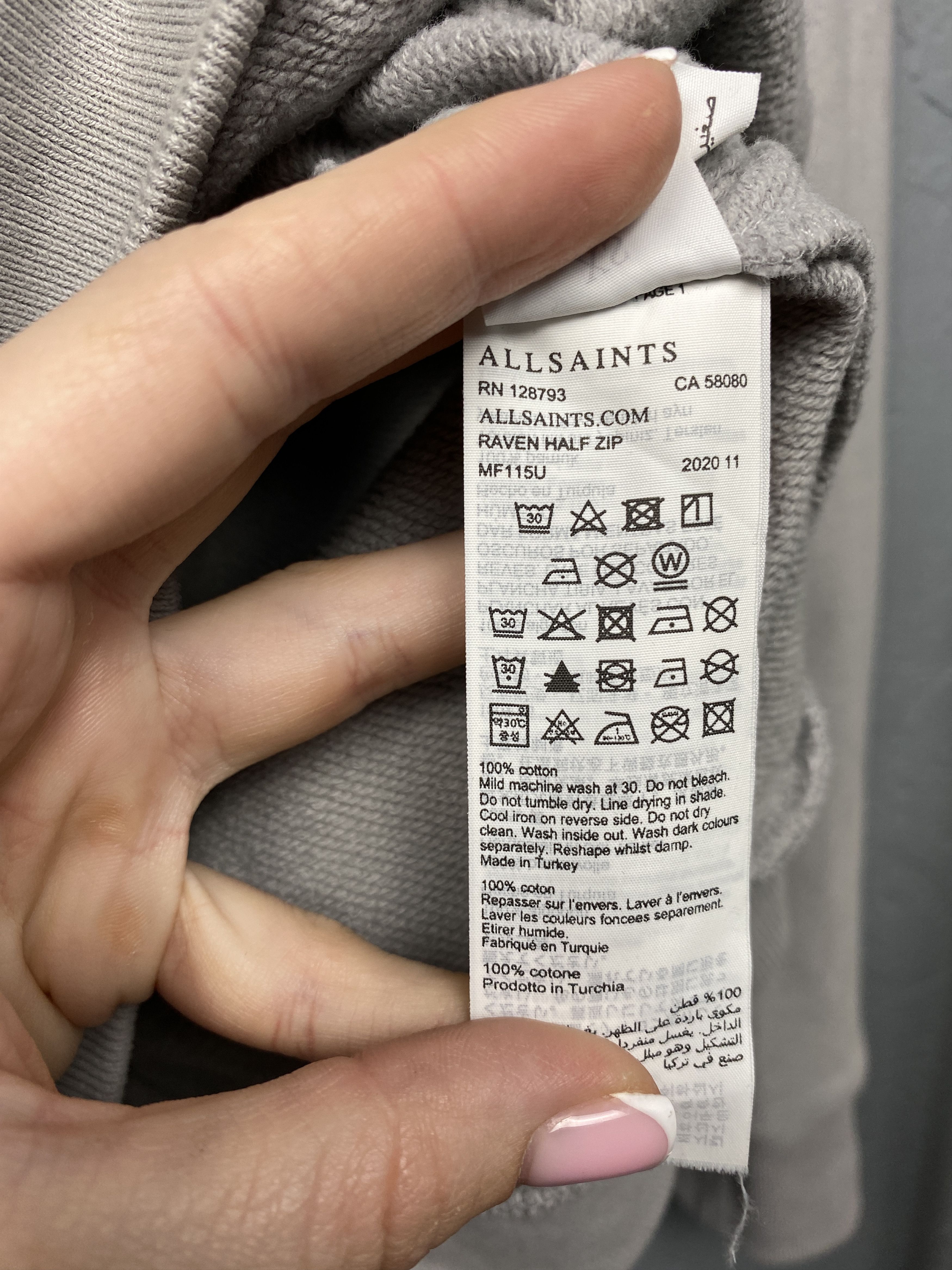 Allsaints × Vintage Allsaints Mens Quarter 1\4 Half Zip Raven Sweatshirt Size US XS / EU 42 / 0 - 6 Thumbnail