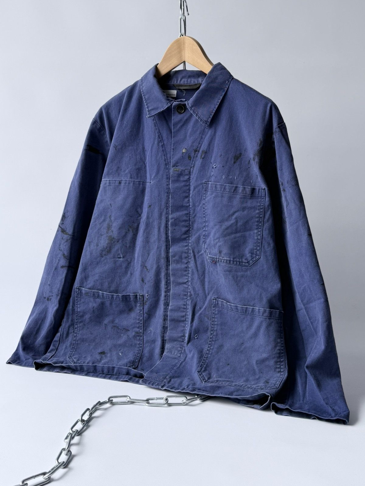 Vintage 80s French Faded Sanfor Chore Work Jacket
