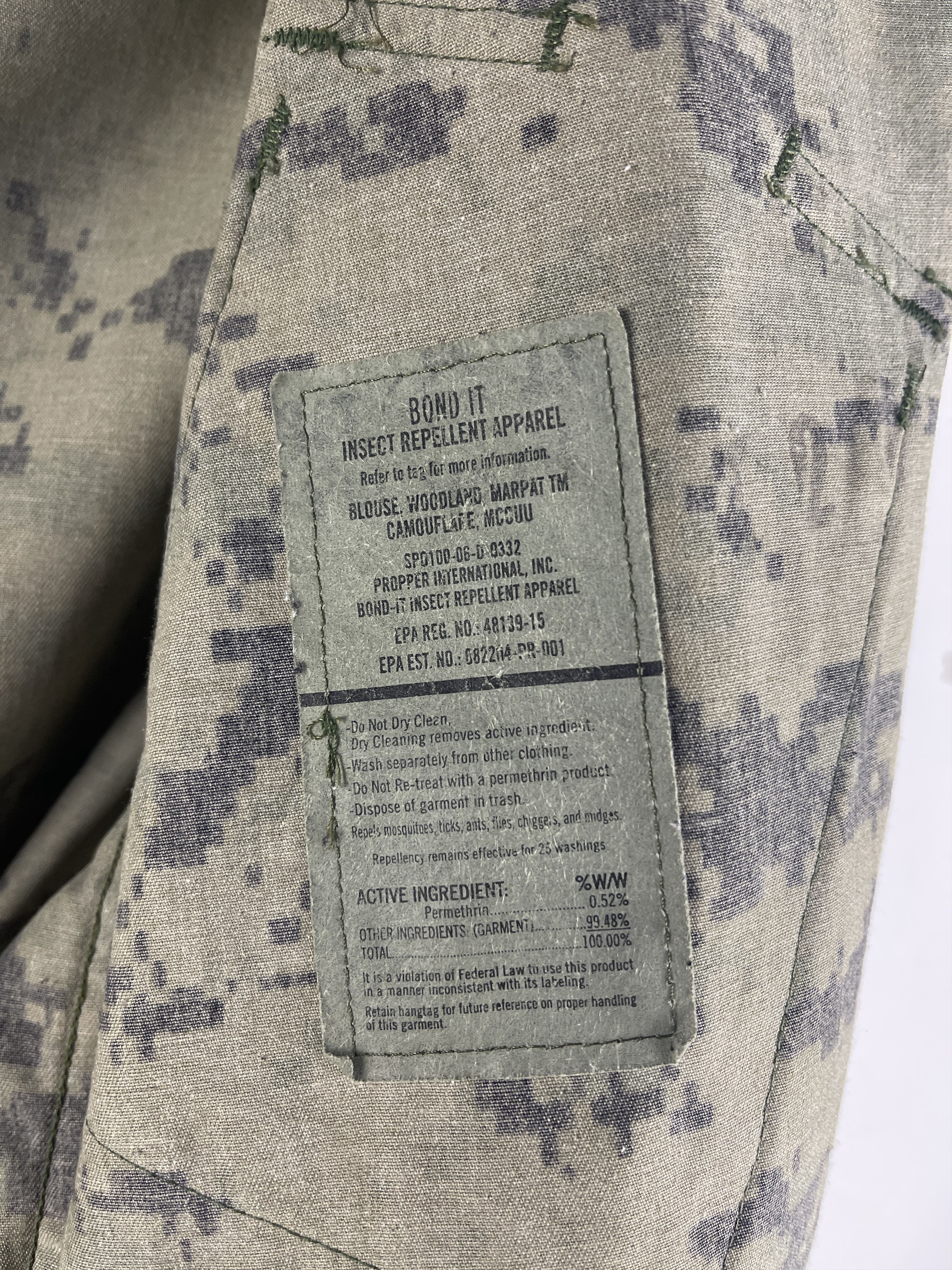 Vintage USMC MCCUU Woodland MARPAT Combat Blouse Propper Permethrin Size US S / EU 44-46 / 1 - 13 Thumbnail